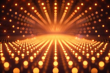 Wall Mural - a bright orange lighted room with a lot of small lights