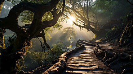 Wall Mural - tree in the woods and sun