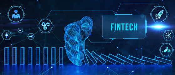 Wall Mural - Fintech Financial technology digital money online banking business finance concept. 3d illustration