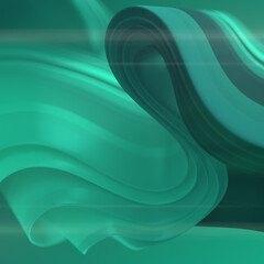 Aufkleber - Smooth wave of green fabric stripes in the wind. Modern background. 3d rendering digital illustration
