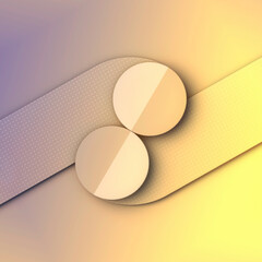 Aufkleber - Stylized minimalistic digital illustration of simple geometric objects with yellow-purple gradient fill. 3d rendering