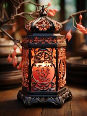 Canvas Print - red lantern on a wall