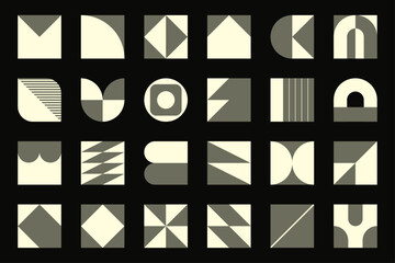 Wall Mural - set of black and white flat vector graphic elements