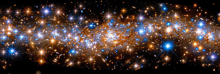 Wall Mural - a galaxy with many stars and a blue line