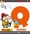 letter Q from alphabet with quench phrase cartoon