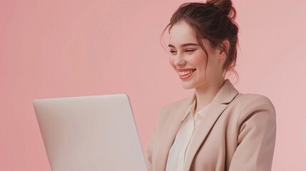 Sticker - Smiling Woman with Laptop