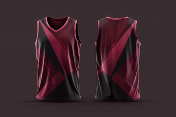 maroon basketball jersey template for team club, jersey sport, front and back, sleeveless tank top shirt