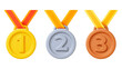 3d medals. Sport award for winners, gold silver and bronze prizes. Business competition medal, leadership awards. Isolated realistic render pithy vector set