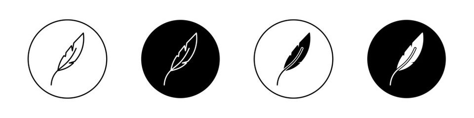Feather icon set. lightweight vector symbol. soft and smooth vector symbol. fluffy material sign in black filled and outlined style.