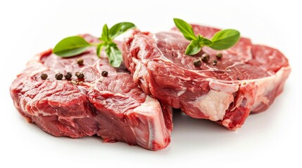 Wall Mural - lamb meat rump steaks isolated on white, healthy food concept