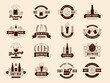 Brewery logos. Set of beer badges and labels recent stylized symbols of brewery with place for text