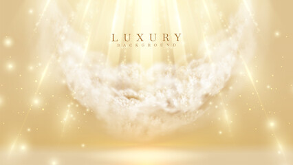 Canvas Print - a mesmerizing background featuring a celestial cloud engulfed in radiant golden light rays and twink