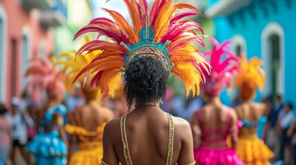 Wall Mural - Colorful Carnaval Parade with Vibrant Costumes and Energetic Participants