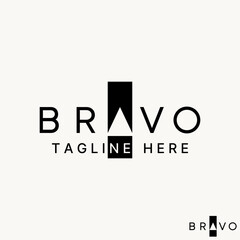 Wall Mural - Logo design graphic concept creative vector premium stock abstract word text Bravo with negative space square. Related to monogram typography brand