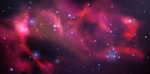 Wall Mural - Space vector background with realistic nebula and shining stars. Magic colorful galaxy with stardust