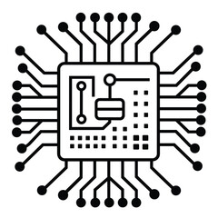 Wall Mural - simple chip circuit board icon data concept logo vector illustration
