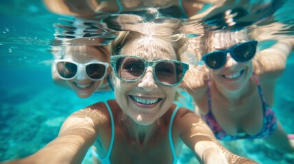 Sticker - Friends Taking Underwater Selfie