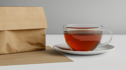 Wall Mural - Mockup of tea package, carton or paper box front view