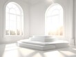white bright interior with a large window.
