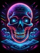 abstract background with colorful skull and waves