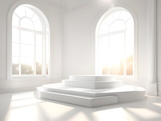 Canvas Print - white bright interior with a large window.