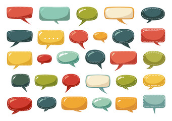 Wall Mural - flat speech bubbles. simple vector icons on white background. isolated elements for adding text. com
