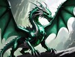 dragon on a background of green grass, illustration