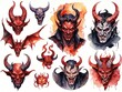 set of devil heads