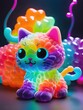 cute rainbow cat toy, 3d illustration.