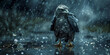 Falcon Eagle on Rock  wallpaper background ,An eagle flying through the rain in a stormy day
