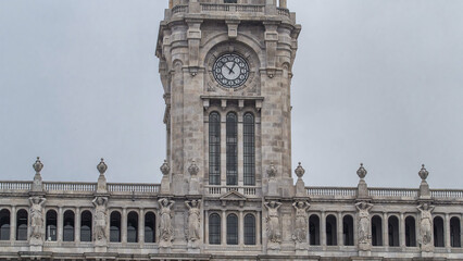 Wall Mural - Town Hall building Camara Municipal do Porto timelapse hyperlapse on Liberdade Square, Porto, Portugal