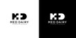 MD letter medicine Logo Design Vector Template. Abstract Alphabet MD with cross logo Illustration