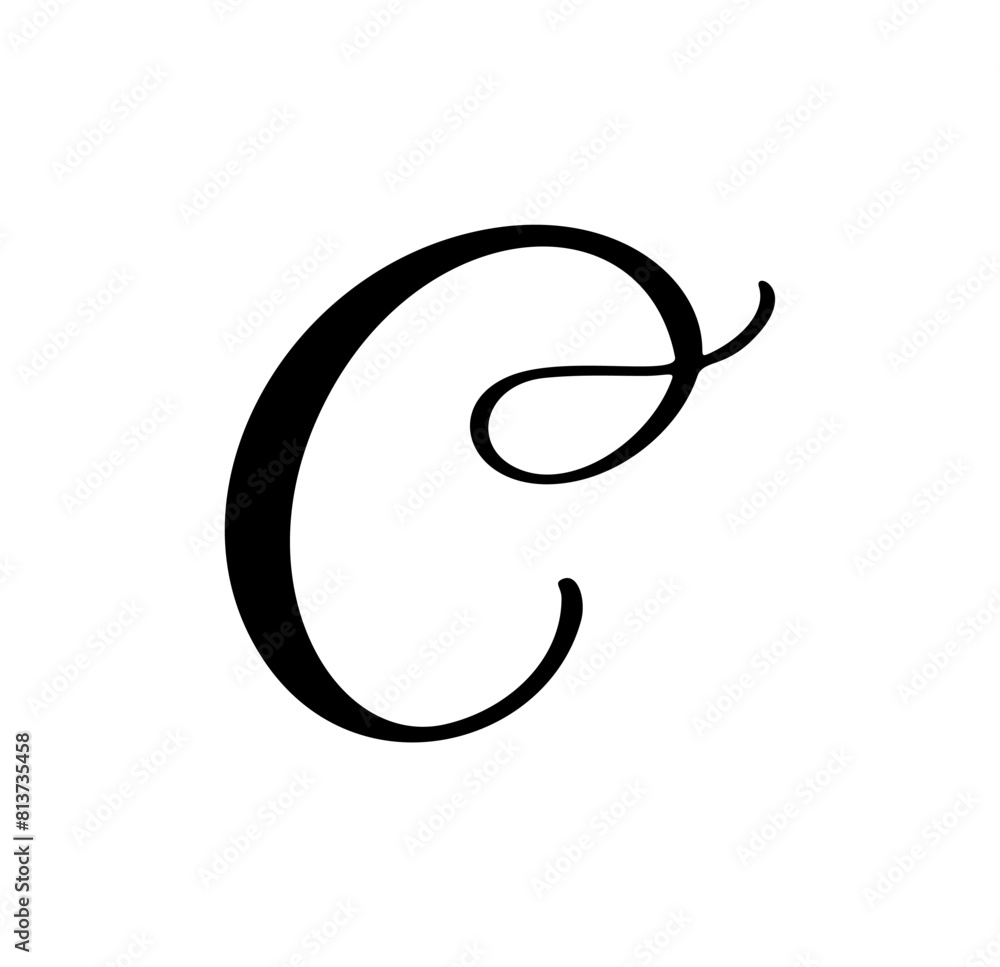 Letter R C In Script Hand drawn vector calligraphy letter C. Script font logo. Handwritten ...