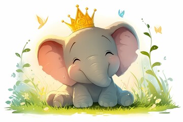 Wall Mural - an elephant is wearing a crown