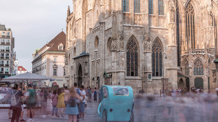 Wall Mural - St. Stephen's Cathedral timelapse, the mother church of Roman Catholic Archdiocese of Vienna, Austria