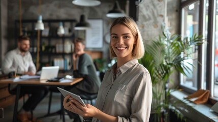 Canvas Print - Smiling Professional with Tablet