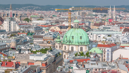 Wall Mural - Panoramic aerial view of Vienna, austria, from above timelapse