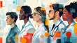 Medical Group Art: Illustration of a Multicultural Healthcare Team