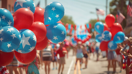 Wall Mural - American Spirit: Vibrant Flag Banners Adorn the Parade Route