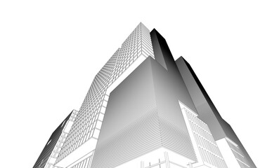 Office building sketch 3d rendering