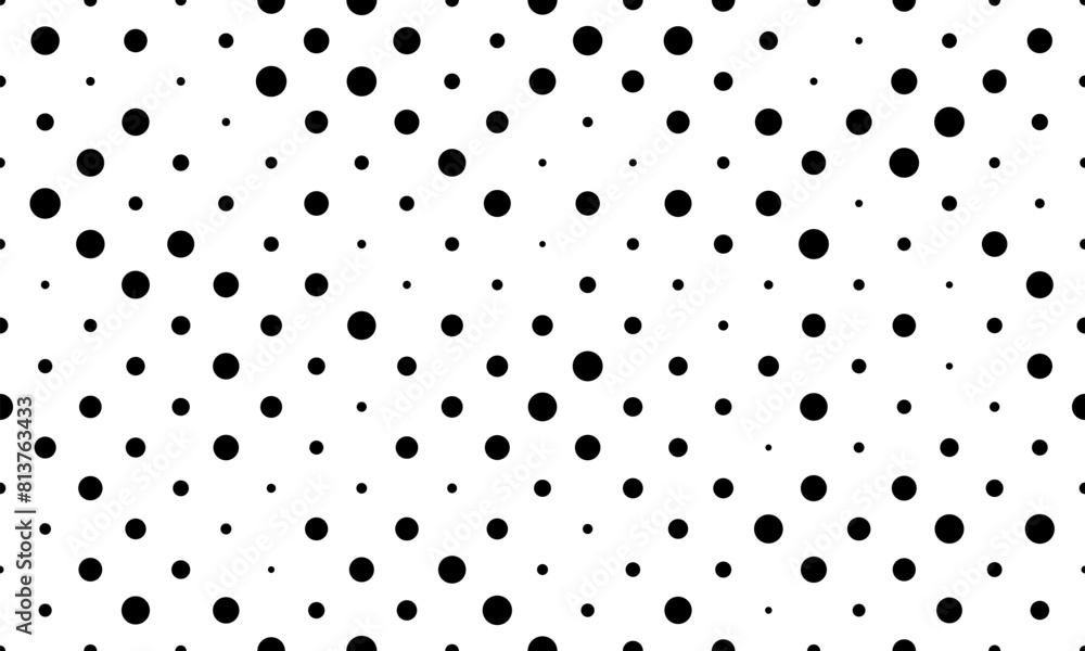 Seamless classic polka dot pattern. Black and white background with ...