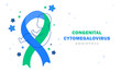 National Congenital Cytomegalovirus Awareness Month US. Ribbon and child, flower
