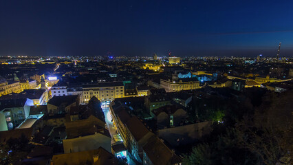 Wall Mural - Old town of Zagreb at night timelapse. Zagreb, Croatia