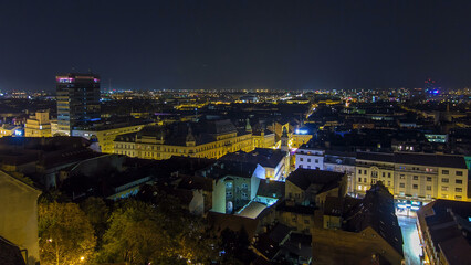 Sticker - Old town of Zagreb at night timelapse. Zagreb, Croatia