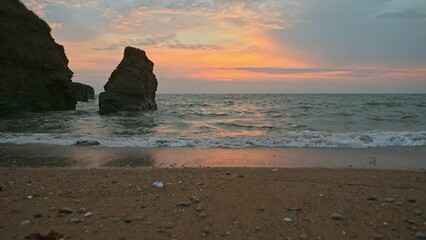 Canvas Print - Beautiful Britton beach at sunset in the summer 