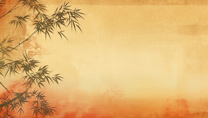 Poster - Tranquil Bamboo Haven: Painting Capturing the Serenity of a Bamboo Forest Under a Cloudy Sky