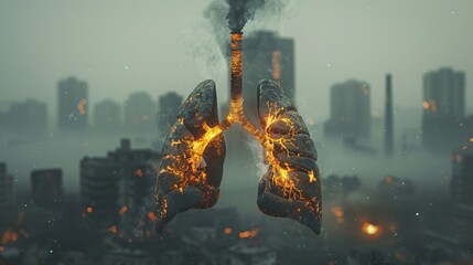 Wall Mural - Graphic depiction of lungs contaminated by smoking and air pollution