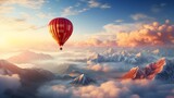 A hot air balloon soaring above the clouds