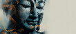 Buddha Sculpture Amidst ethereal Hinduism-inspired golden waves. Can be used as background.