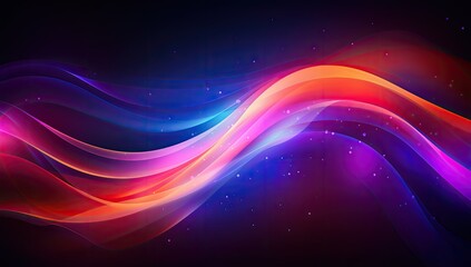 Wall Mural - Fluid Symphony: Colorful Wavy Line Dancing Across a Vivid Purple and Blue Background